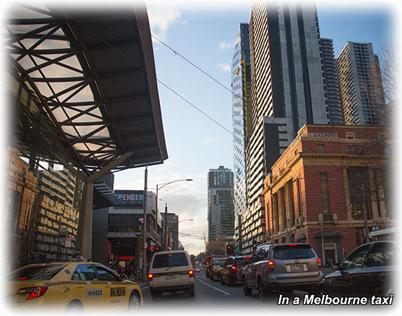 In a taxi in Melbourne