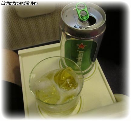 Heineken with ice on Thai Airways flight TG 625