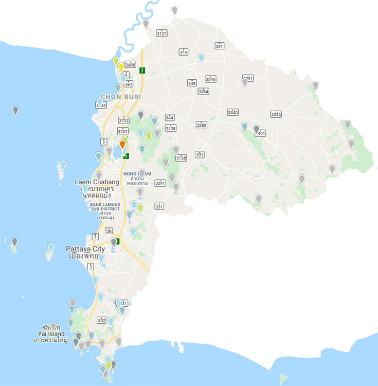 eBird hotspots in Chonburi