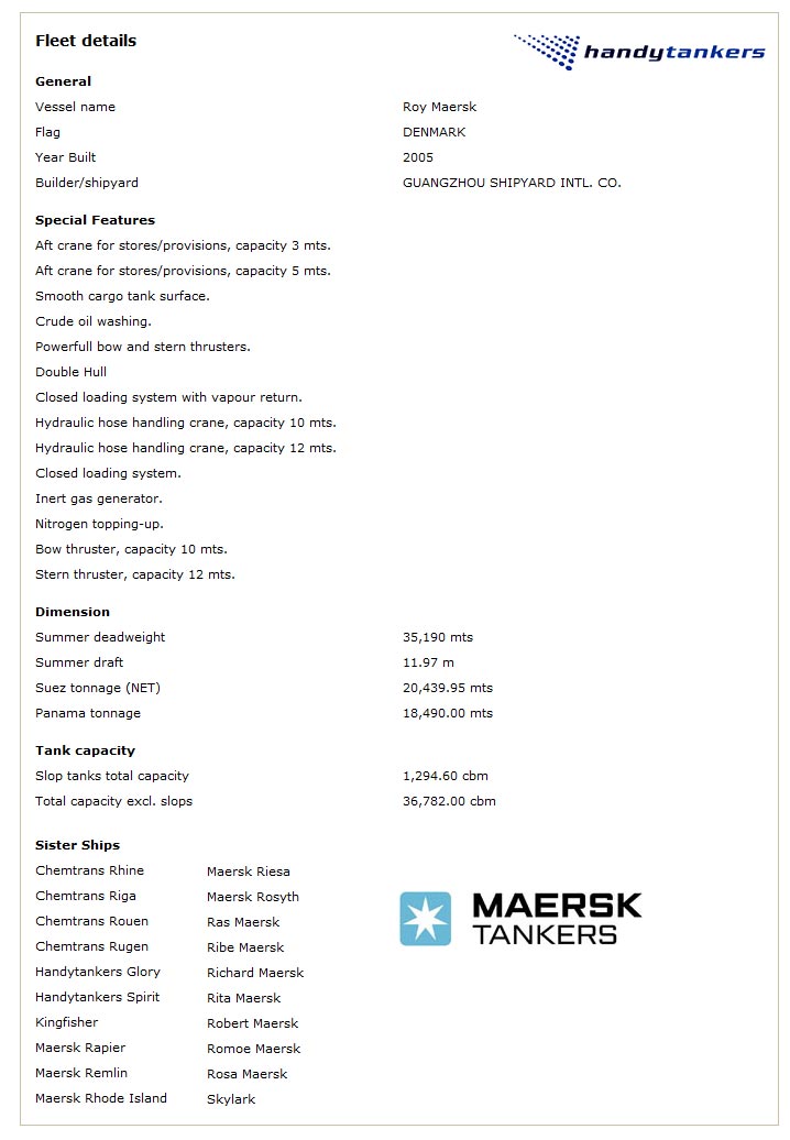 Aladdin's adventure on board M/T Roy Maersk