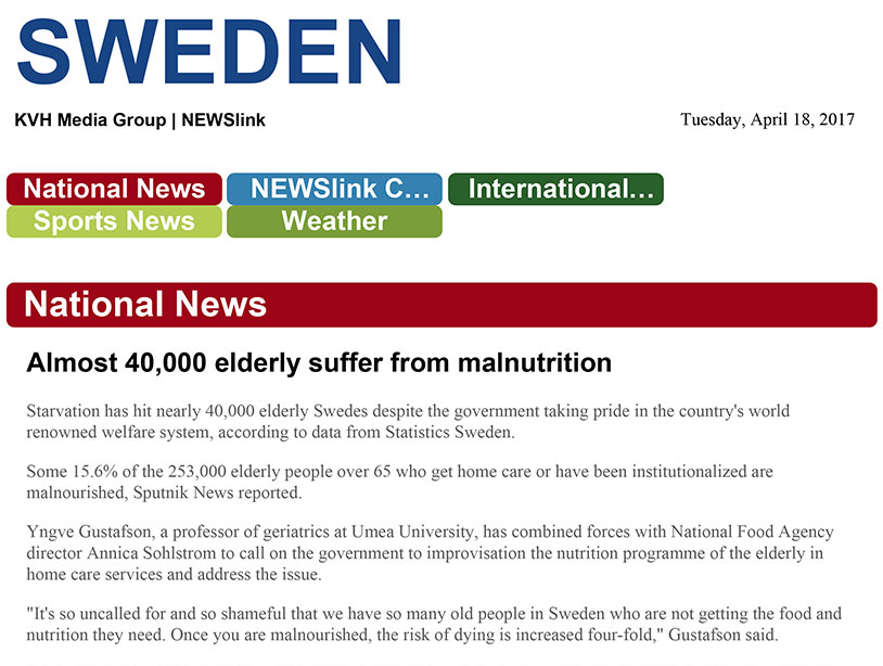 Elderly Swedes starving